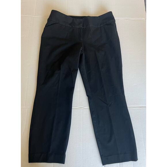 Alfani Black Cotton Blend Straight Leg Zip Up Front Back Pockets Pants Sz 14 - Picture 1 of 9
